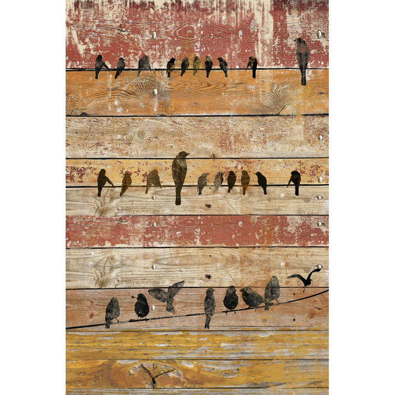 Birds On Wood II by Irena Orlov - Wrapped Canvas Painting, 91cm H x 61cm W