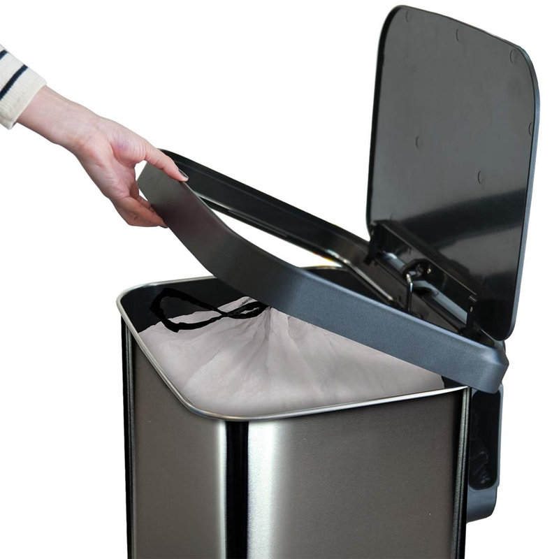 Glad Step Trash Can, Soft Close Lid Bin with Odor Protection, 20 Gallon, Pewter, Pewter , 20 Gal 