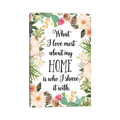 What I Love Most About My Home Is Who I Share It With by Eden Printables - Wrapped Canvas Gallery-Wrapped Canvas Giclée