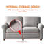 Linen Fabric Upholstery with Storage Loveseat (Grey)