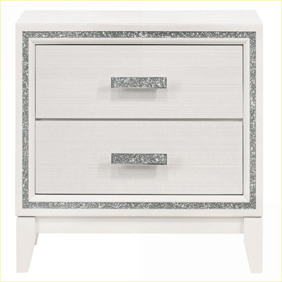 Table de chevet blanche moderne à 2 tiroirs avec rangement White Glam