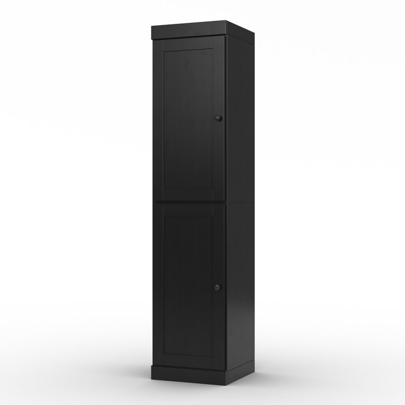 100% Solid Wood 16.5" Bathroom Storage Cabinet with Shaker Doors & Adjustable Shelves, Black