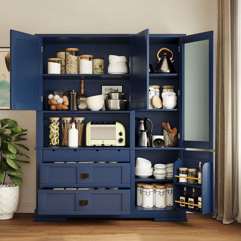 Buffet autoportant avec huche 63,3 x 17,8 x 78,3 po Traditional, Bleu