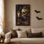 Impression sur toile, crâne gothique et corbeau noir avec roses rouges-1581885003