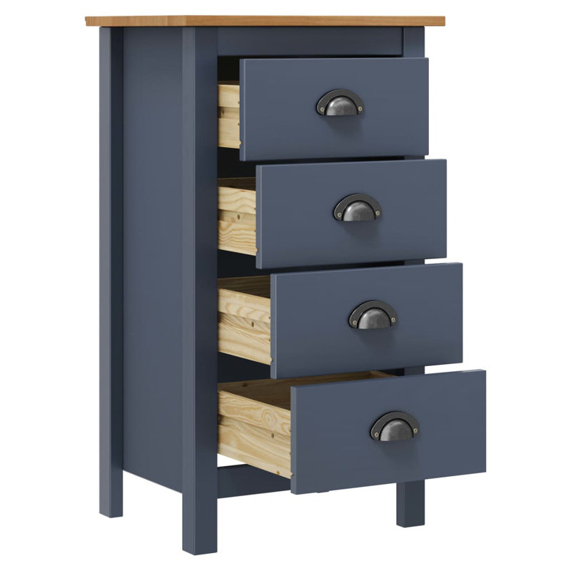 Hill Sideboard - 18.1" Solid Pine Wood Storage Cabinet, 31.5" Tall, Gray/Brown