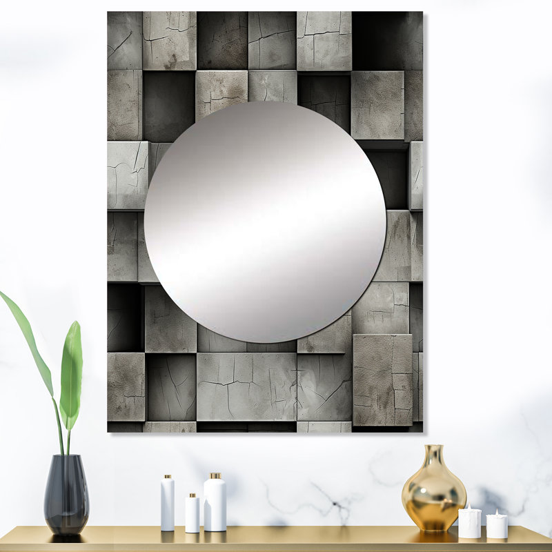 Illusion murale en béton Ledawn - miroir décoratif en brique, miroir imprimé graphique, 40 po x 30 po