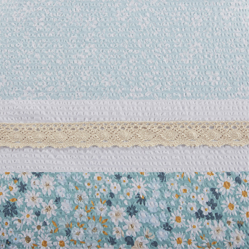 Ensemble d'édredon 5 pièces avec coussins décoratifs, motif floral et rembourrage hypoallergénique King / Cal King, Turquoise