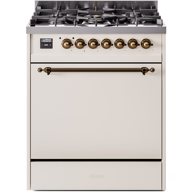 ILVE Nostalgie II 30 in Dual Fuel Range, Antique White/Bronze, Natural Gas