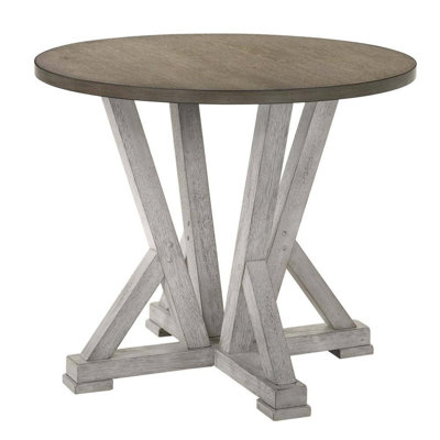 Table de salle à manger à hauteur de comptoir antique de style rustique avec un design bicolore pour des repas confortables et élégants