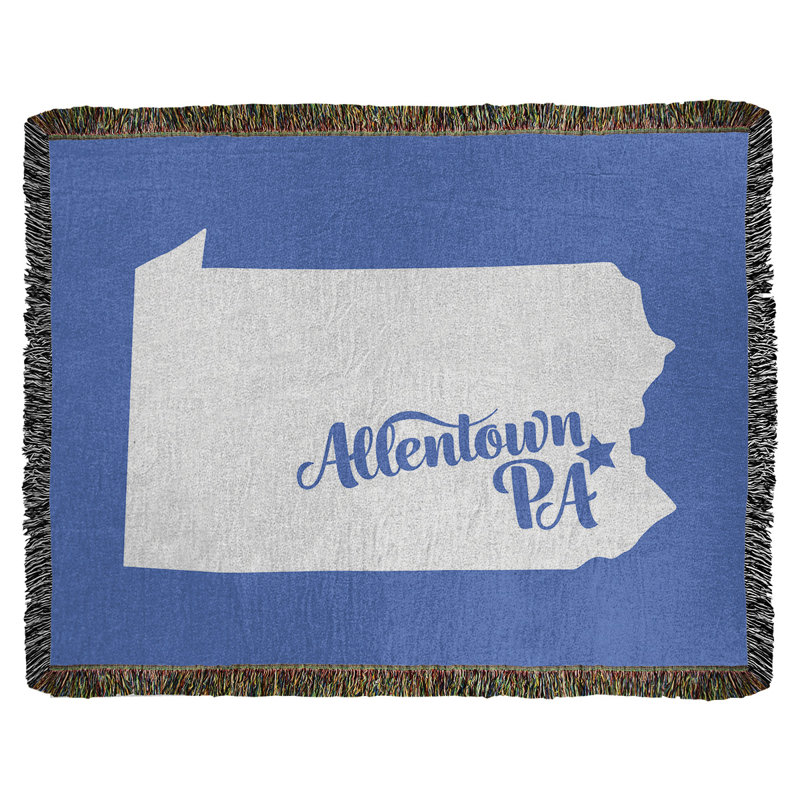 Jeté en coton tissé allentown pennsylvanie, l 50 po x L 60 po, Bleu