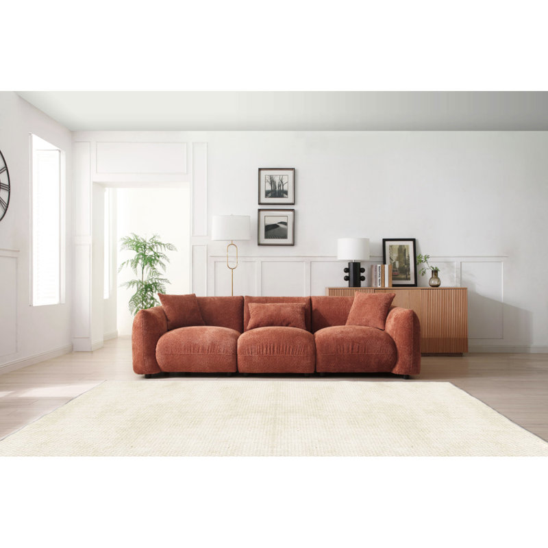 Canapé moderne 3 places Mid-Century, Orange