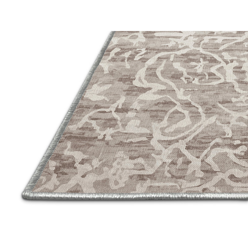 Machine Washable Beige Area Rug, Runner 2' x 4'