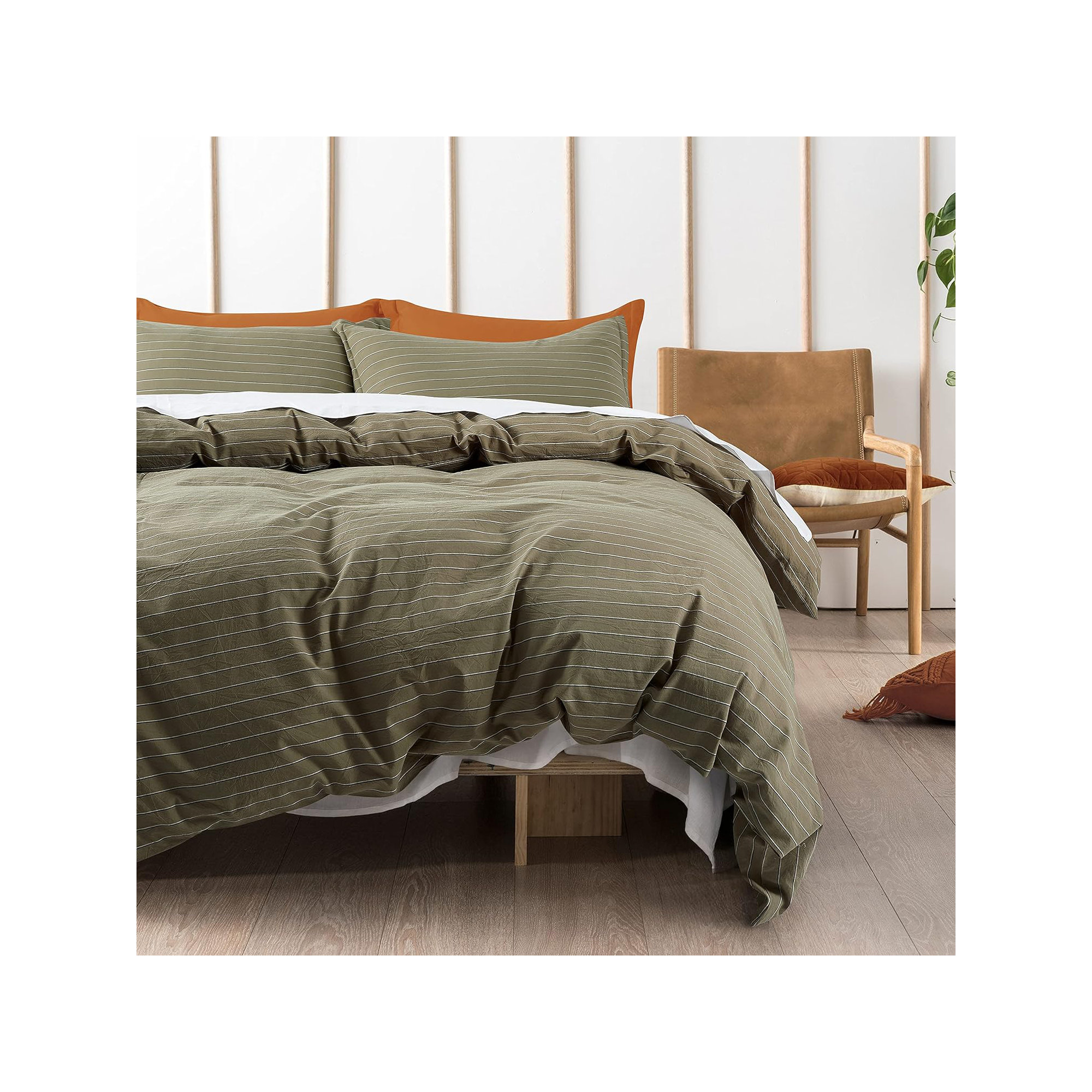Dione Cotton Percale Duvet Cover Set, Queen Duvet Cover + 2 Queen Shams