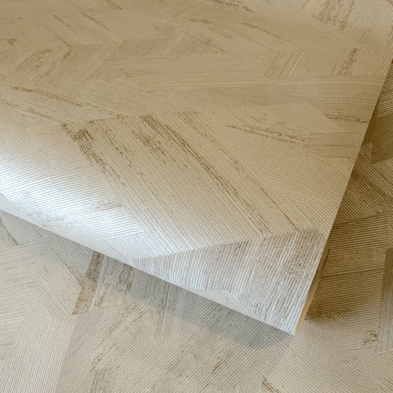 Rouleau de papier peint géométrique Slow Living, Or sablé