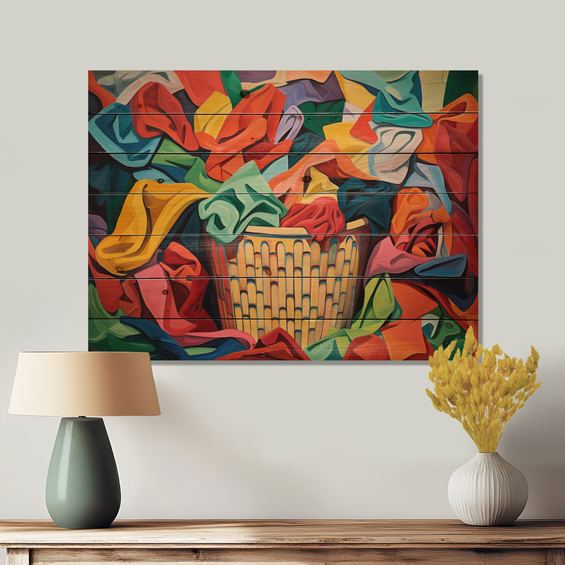 Deschamps - Illustration murale en bois sur bois de pin naturel, H 24 po x l 32 po