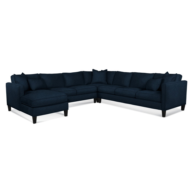 Sectional, Green and Blue Stripe; 0252-54, Left Hand Facing, Black
