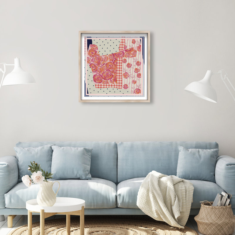 Patchwork Glam II Print by Oliver Gal, 25.5"H x 25.5"W, Natural Oak Shadowbox
