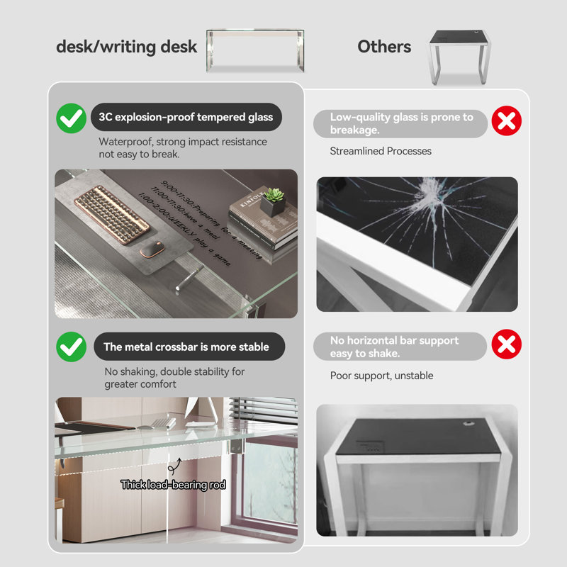 53.14 In. Tempered Glass Table Clear