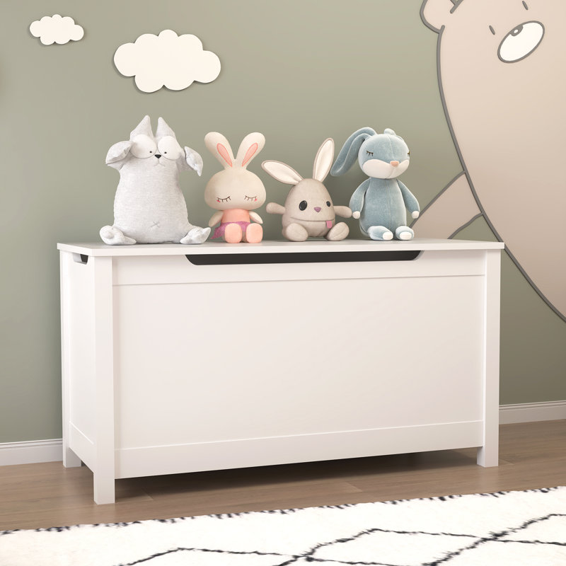Coffre à jouets / banc en bois pour enfants avec couvercle à charnière de sécurité pour enfants de 3 ans et plus