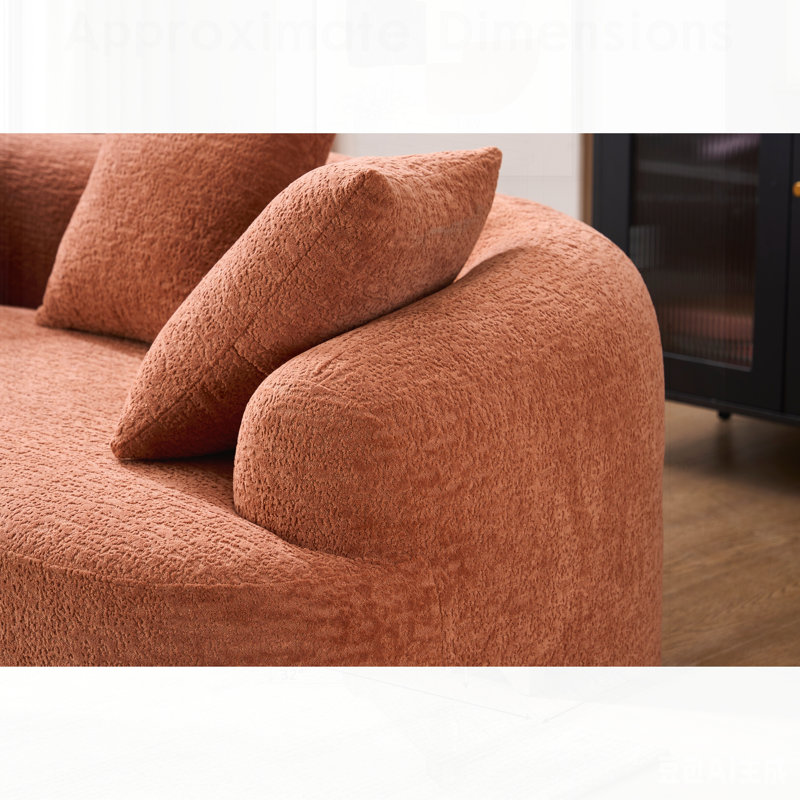 Causeuse courbée avec revêtement en chenille, coussins en éponge 30D et aucun assemblage requis, parfaite pour les espaces compacts