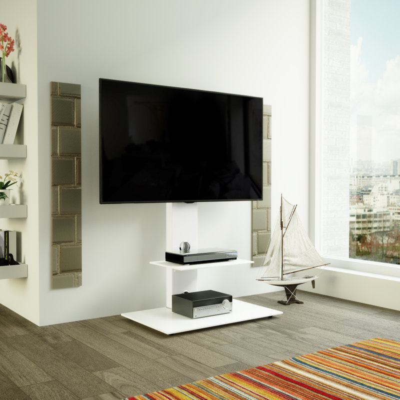 Aketzalli Latitude Run® Single Screen Floor Stand Mount, White with White