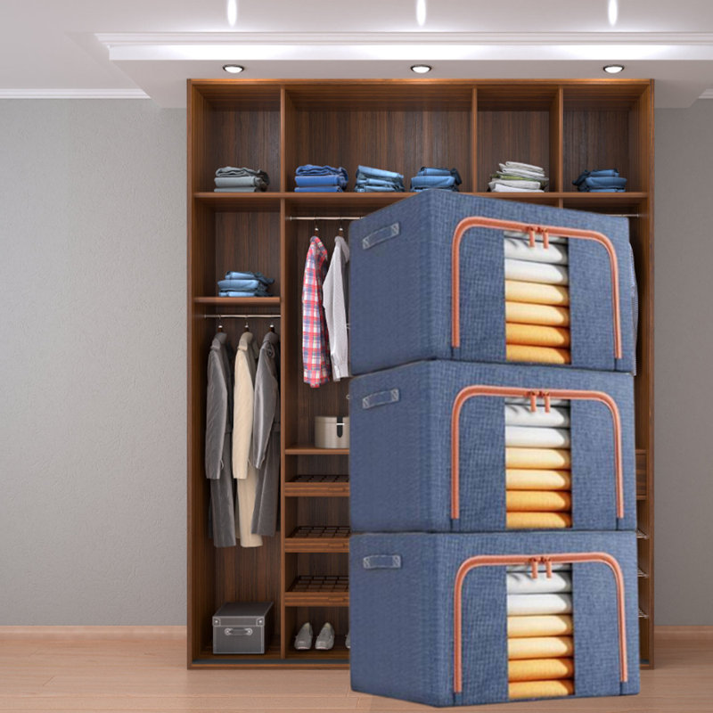 Ensemble de bacs de rangement pliables en tissu, Bleu