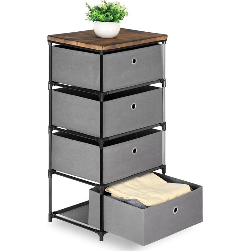 Commode 4 tiroirs Xaviona, gris