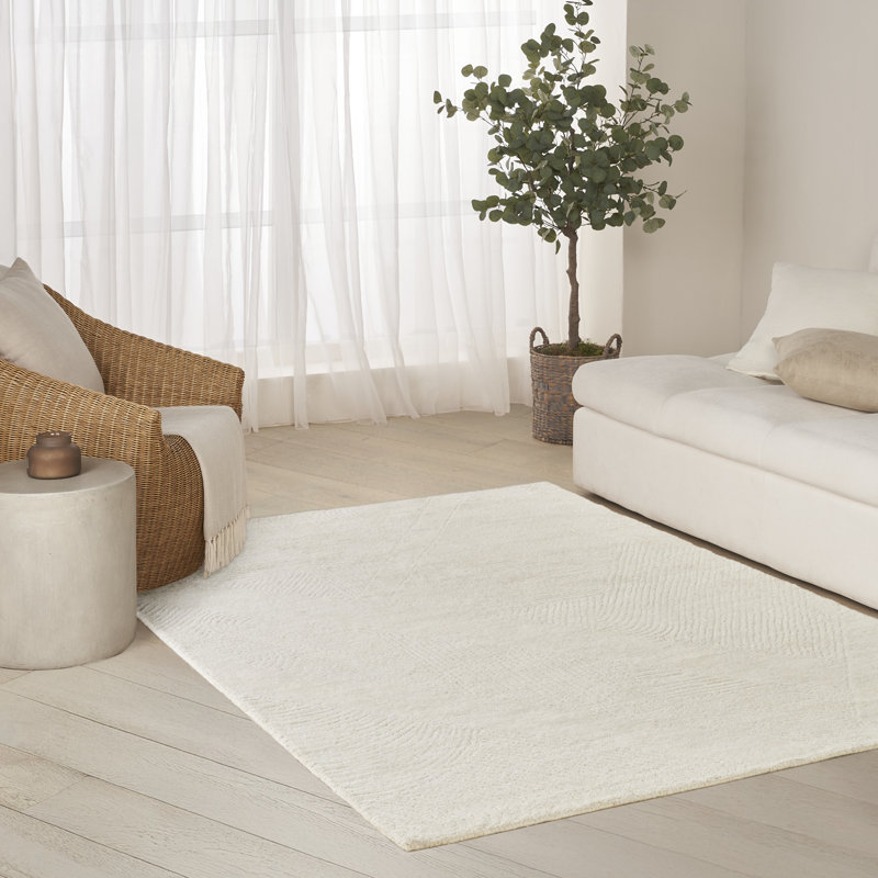 DKNY Pure Patterns 3'9" x 5'9" Ivory Modern Indoor Rug, Ivory, Rectangle 3'9" x 5'9"