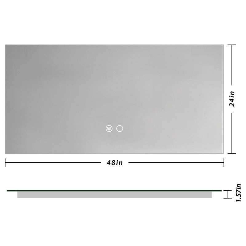 Adorna Dimmable Backlit LED Vanity Mirror with Anti-Fog, 24" x 48"