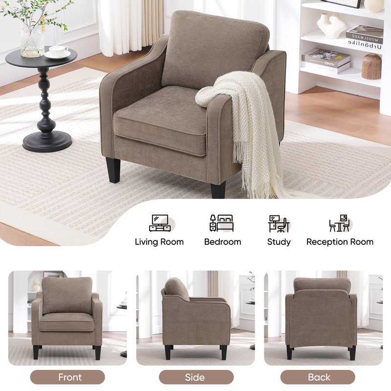 Mid-Century Accent Chairs Featuring Removable Cushions, Brown