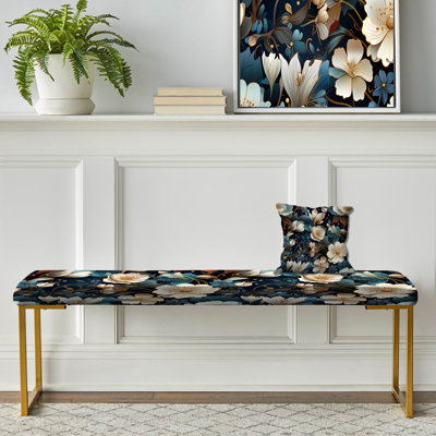 Jewel Tones Flowers Blooms - Banc rembourré floral doré