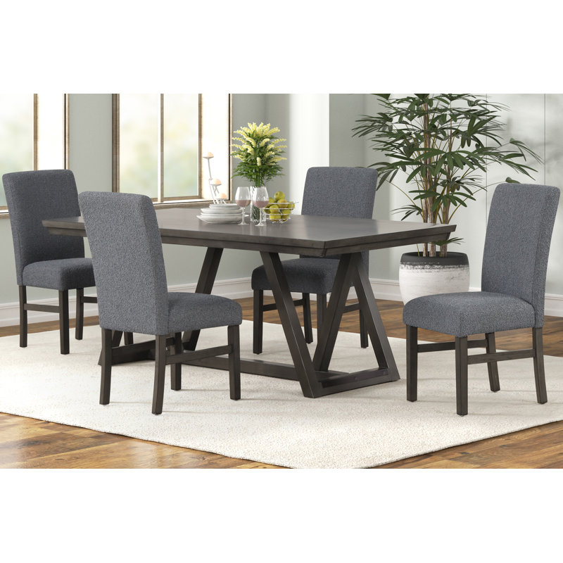 Pendergrass Dining Table And Chairs, 5 Pieces: Table, 4 Chairs, Gray