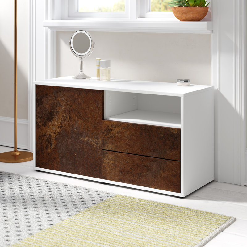 Tre 92cm W 2 - Drawer Chest of Drawers, White/Dark brown