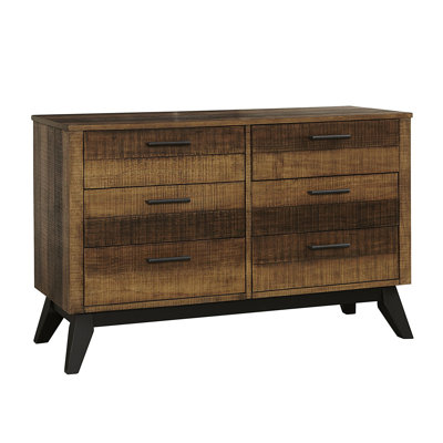 Commode 6 tiroirs Ditya, blé brossé