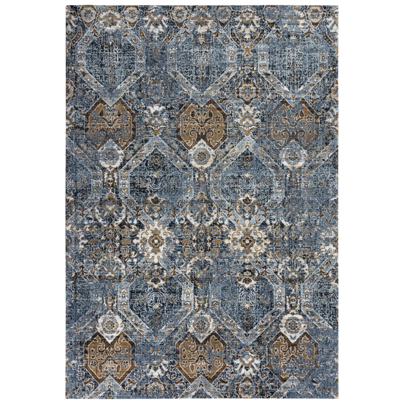 Tapis tissé à la machine 100% polyester recyclé hybride, Rectangle 5 pi 2 po x 7 pi 9 po