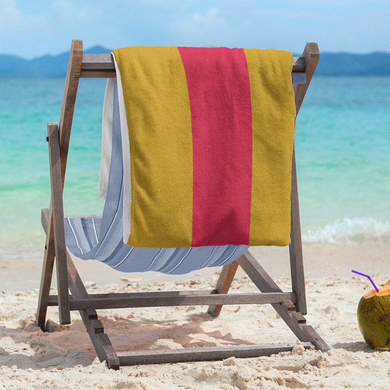 Lightweight Beach Towel, Poly/Cotton, Gold/Red/Gold