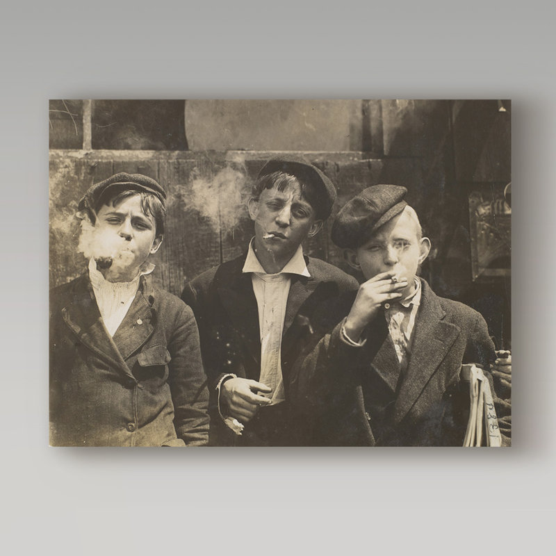 Vintage Black and White Canvas Print with Wooden Frame