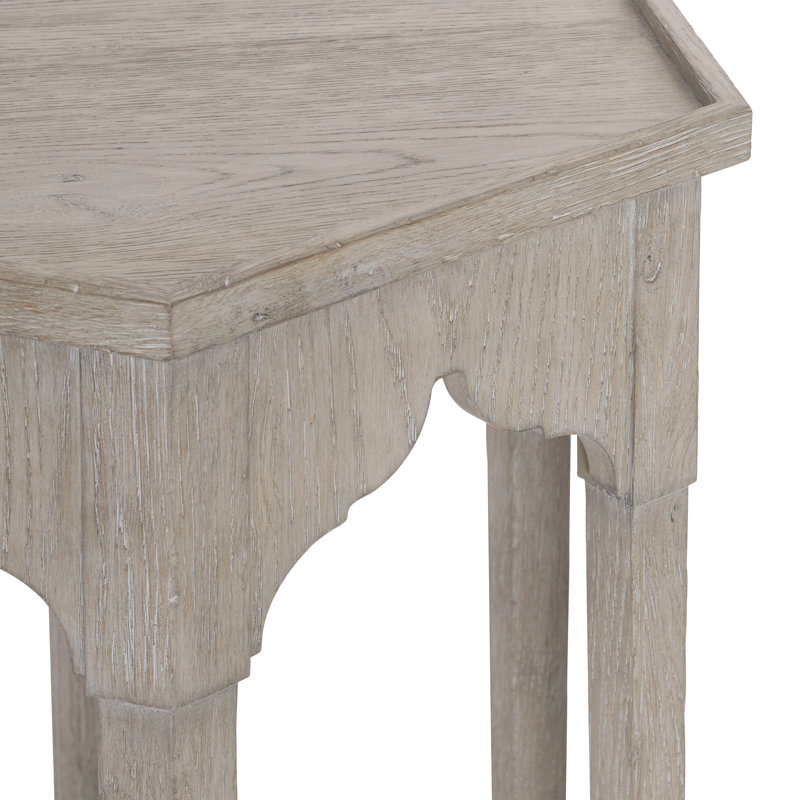 Gray Wood and Metal Hexagonal Side Table