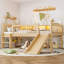 Lit mezzanine simple Natural TG avec tablettes de rangement, lumières à DEL et garde-corps pleine longueur, assemblage simple, solution compacte en bois massif avec finition parfaite pour la chambre à coucher, finition