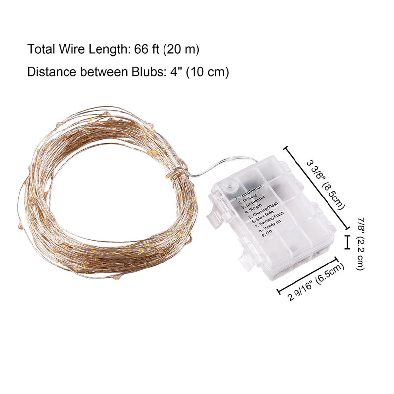 Aaliyah-Mae Outdoor 200 - Bulb 65.58'' Battery Powered LED Fairy String Light