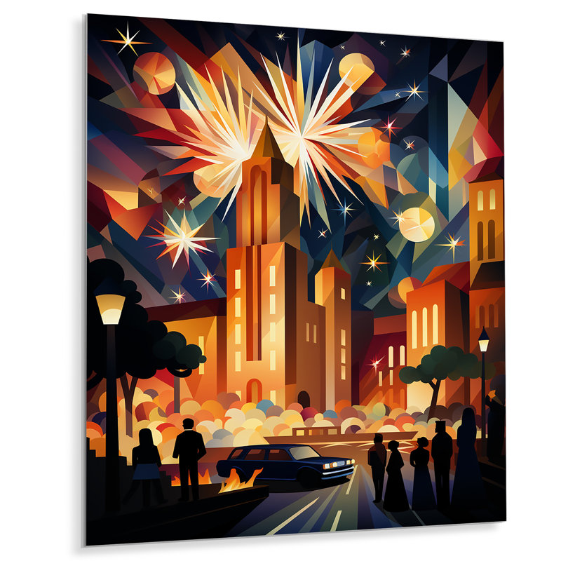 Cubic Sunset Cityscape - City, art mural en métal Art déco, H 20 po x l 12 po x P 1 po