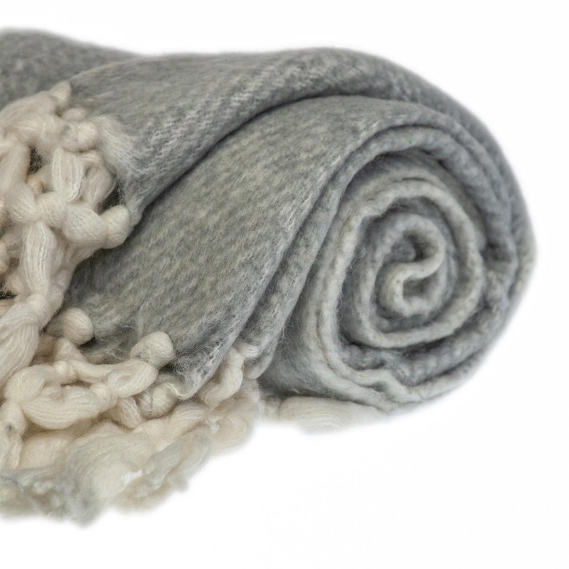 Ixia Knitted Throw Blanket, Light Gray