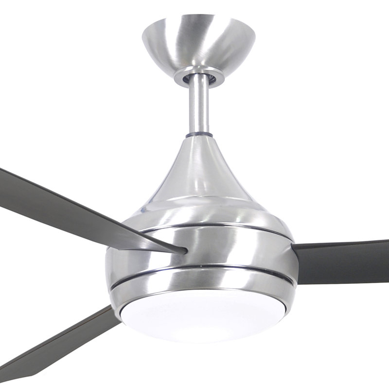Donaire LED Outdoor Downrod Ceiling Fan, Brushed Stainless, Brushed Bronze