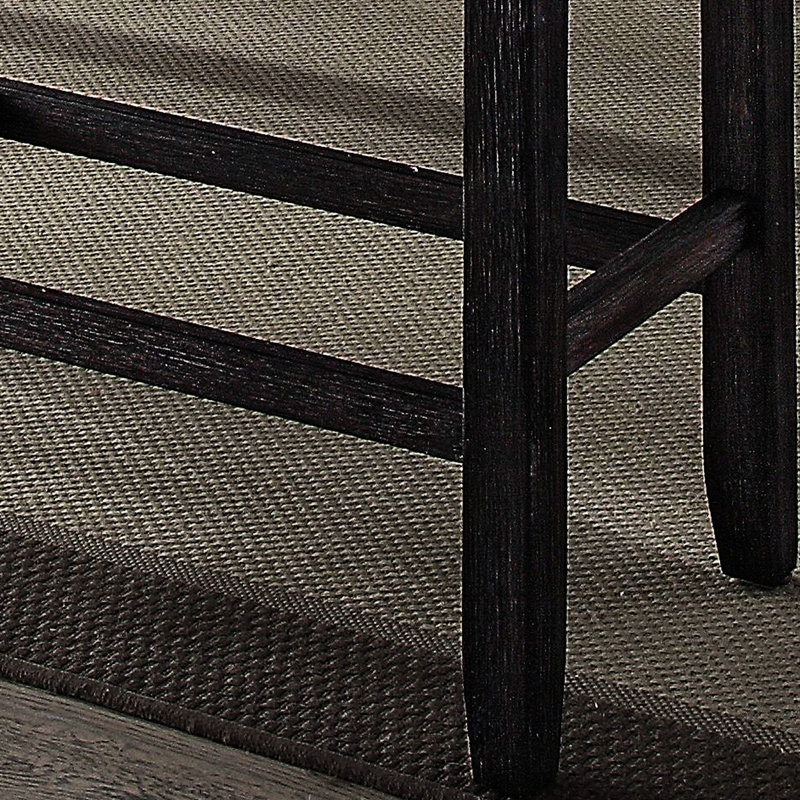 Chaise de salle à manger à hauteur de comptoir, aspect vieilli, revêtement gris - assise rembourrée en mousse, base en bois rembourrée