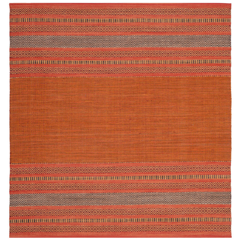 Bokara Hills Hand Woven Cotton Striped Rug, Square 6'