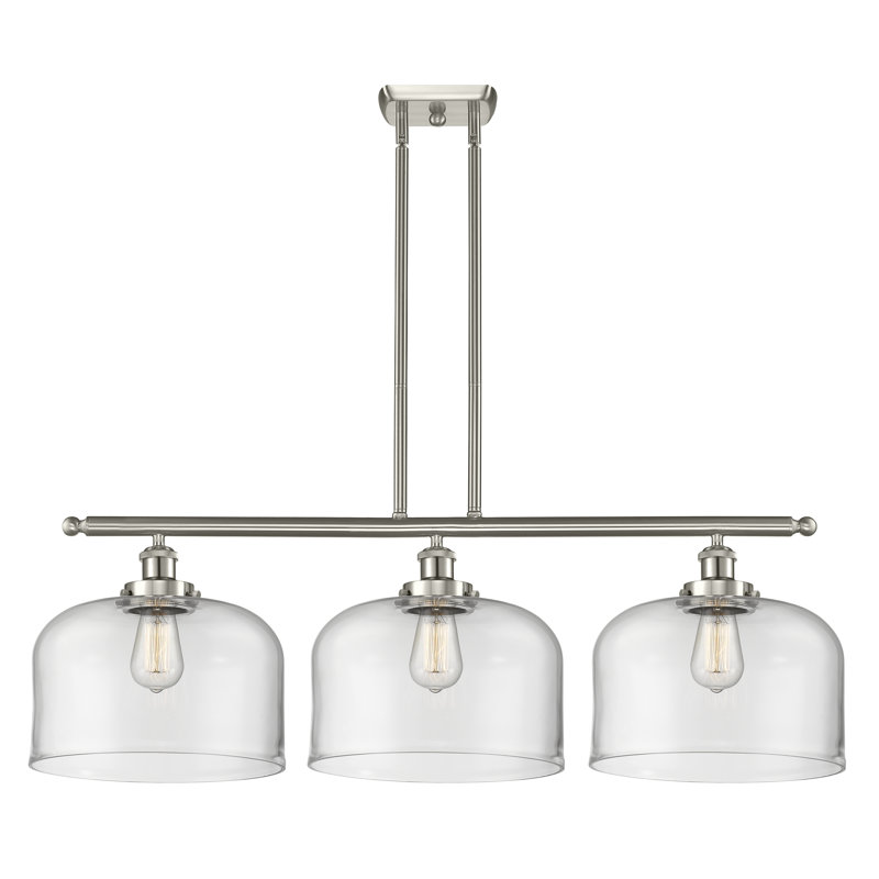 Lattimer 3 - Light Kitchen Island Pendant, Brushed Satin Nickel, No Bulb Included, Clear