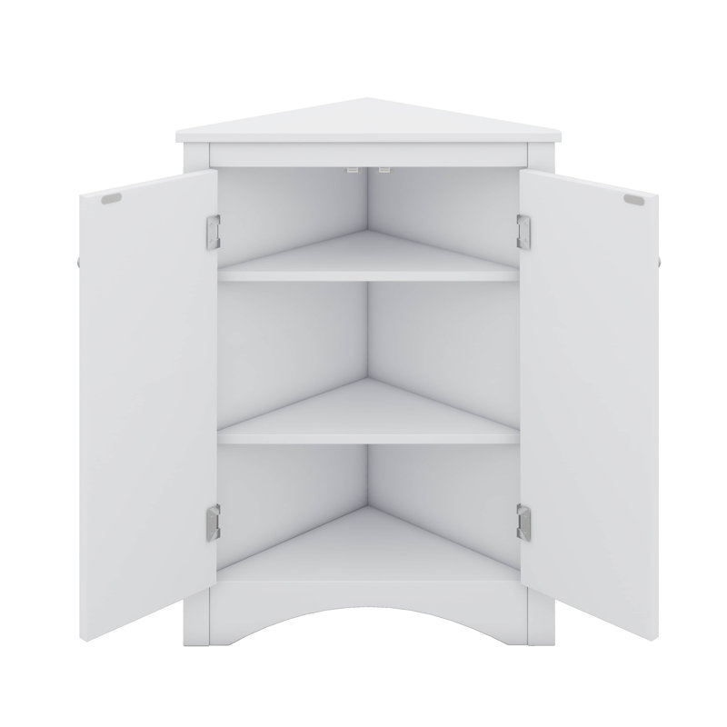 Armoire de rangement triangulaire pour salle de bain avec étagères réglables, version autoportante idéale pour la cuisine