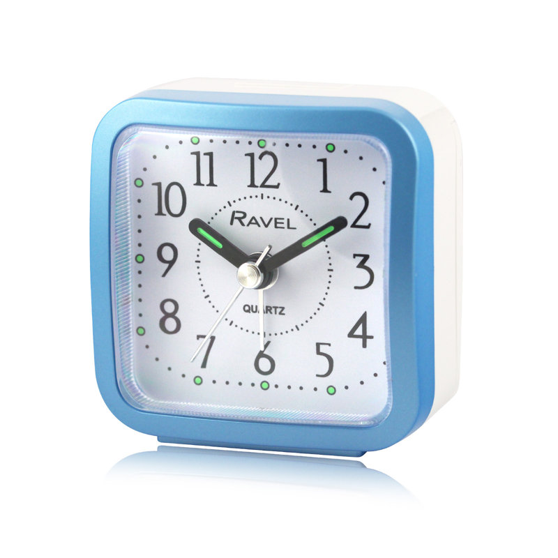Analogue Quartz Movement / Crystal Alarm Tabletop Clock, Blue/White