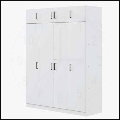 Stylish 4-Door Wardrobe with Drawer and Cabinet for Bedroom Organization by Latitude Run