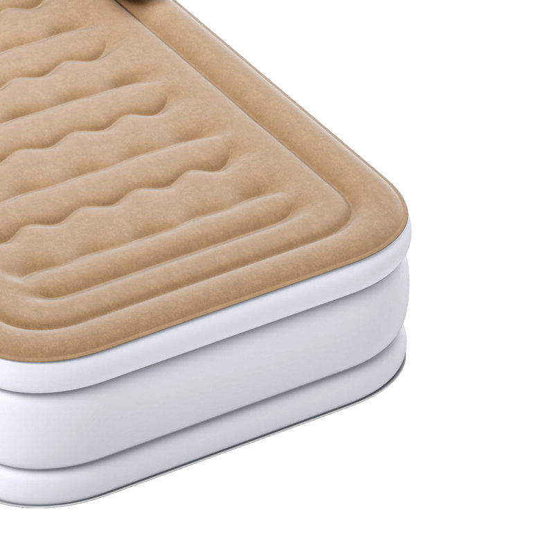 Matelas gonflable 18 po avec tête de lit Ivy Bronx, Double XL, Brun